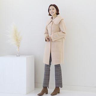 Sailor-collar Faux-shearling Coat