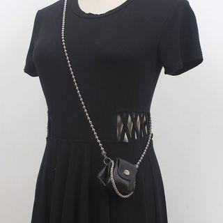 Alloy Faux Leather Crossbody Bag Black - One Size