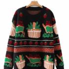 Fruit Jacquard Sweater Black - One Size