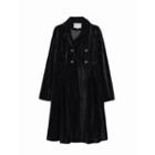 Double-breasted Velvet Midi Coat