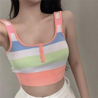 Color Block Knit Tank Top As Shown In Figure - One Size