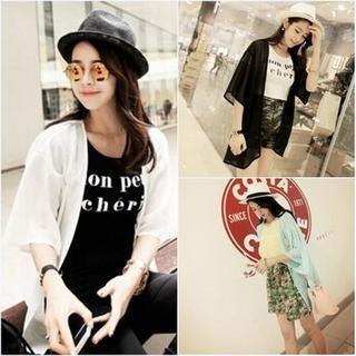 Elbow-sleeve Chiffon Cardigan