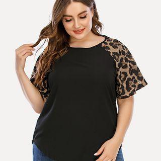 Short-sleeve Leopard Raglan T-shirt