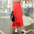 Asymmetric Ruffled-hem Long Skirt