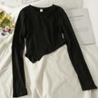 Asymmetrical Slim-fit Crop T-shirt In 8 Colors