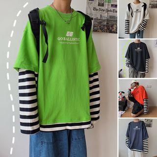 Mock Two-piece Letting Long-sleeve T-shirt
