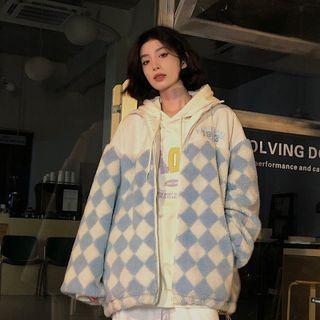 Check Zip-up Fleece Jacket