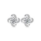 Sterling Silver Elegant And Fashion Four-leaf Clover Stud Earrings With Cubic Zirconia Silver - One Size