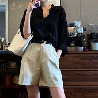 Plain Shirt / Wide Leg Shorts / Set