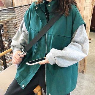Long-sleeve Color Block Cargo Jacket
