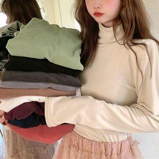 Plain Turtleneck Oversize Long-sleeve Top