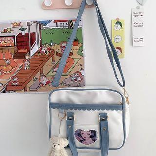 Pvc Panel Faux Leather Shoulder Bag