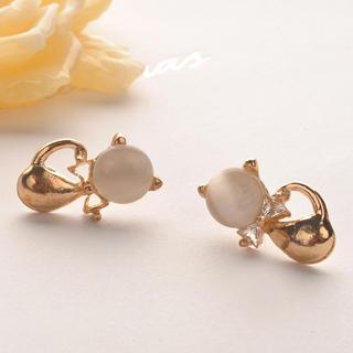 Cats Eye Little Cat Earring  Gold - One Size