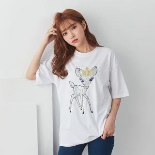 Glittered Deer Short-sleeve T-shirt