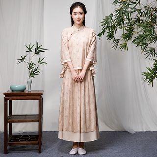 3/4-sleeve Hanfu Top / Crop Wide Leg Pants