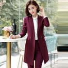 Notch-lapel Double-breasted Coat / Mini Pencil Skirt / Dress Pants / Set