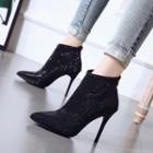 Pointy-toe Glitter High Heel Ankle Boots