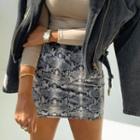 Stretch Python Mini Skirt Black - One Size