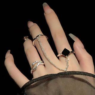Rhinestone Open Ring / Chain Ring / Set