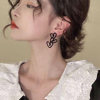 Asymmetrical Flannel Heart Drop Earring