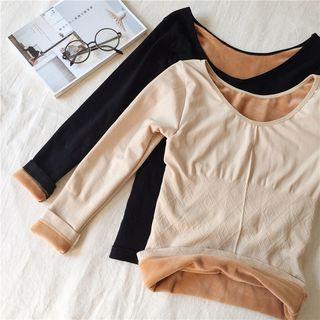 Plain Slim-fit Long-sleeve Inner Top