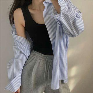 Tank Top / Sweatpants / Elbow-cutout Striped Shirt