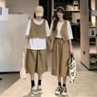 Short-sleeve T-shirt / Buttoned Vest / Midi A-line Skirt / Set