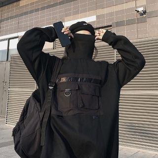 Turtleneck Cargo Sweatshirt Black - One Size