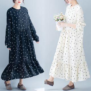 Long-sleeve Dotted Mermaid Midi Dress