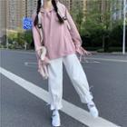 Hoodie / Drawstring Wide-leg Pants