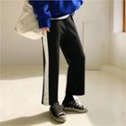 Band-waist Contrast-trim Wide-leg Pants