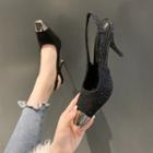 Cap-toe Slingback High-heel Mules
