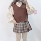 Set: Ruffle Trim Blouse + Vest