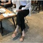 Faux-leather Cross-strap Flat Sandals