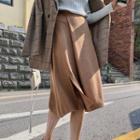 Plaid Blazer / Mock-turtleneck Rib Knit Top / A-line Knit Skirt