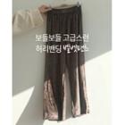 Band-waist Velvet Wide-leg Pants
