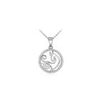 Fashion 925 Sterling Silver Capricorn Pendant With White Cubic Zircon And Necklace