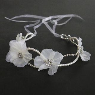 Bridal Beaded Floral Headband Milky White - One Size