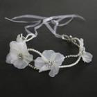 Bridal Beaded Floral Headband Milky White - One Size