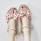 Dotted Ribbon Ankle-strap Flat Sandals