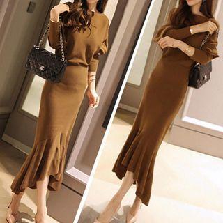 Long-sleeve Midi Mermaid Knit Dress