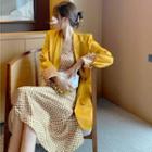 Cuffed Loose-fit Blazer / Floral Sleeveless Midi Dress