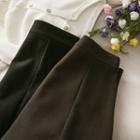 Slit-hem Wool Midi Skirt