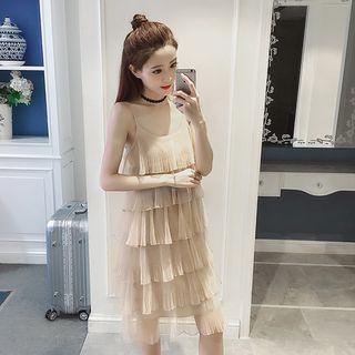 Sleeveless Mesh Layered Dress