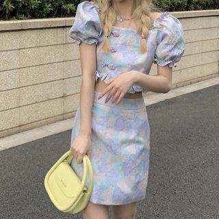 Short-sleeve Tie Dye Top / Mini Skirt