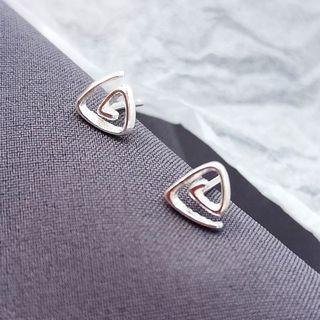 925 Sterling Silver Triangular Swirl Stud Earring 1 Pair - As Shown In Figure - One Size