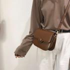 Faux Leather Button Crossbody Bag
