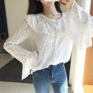 Ruffle-trim Embroidered Blouse