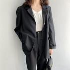 Set: One-button Blazer + Straight-cut Pants