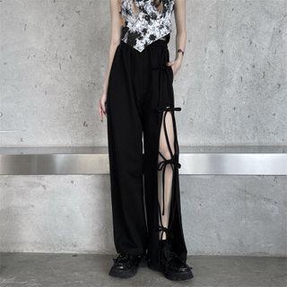 Strappy High-waist Wide-leg Pants